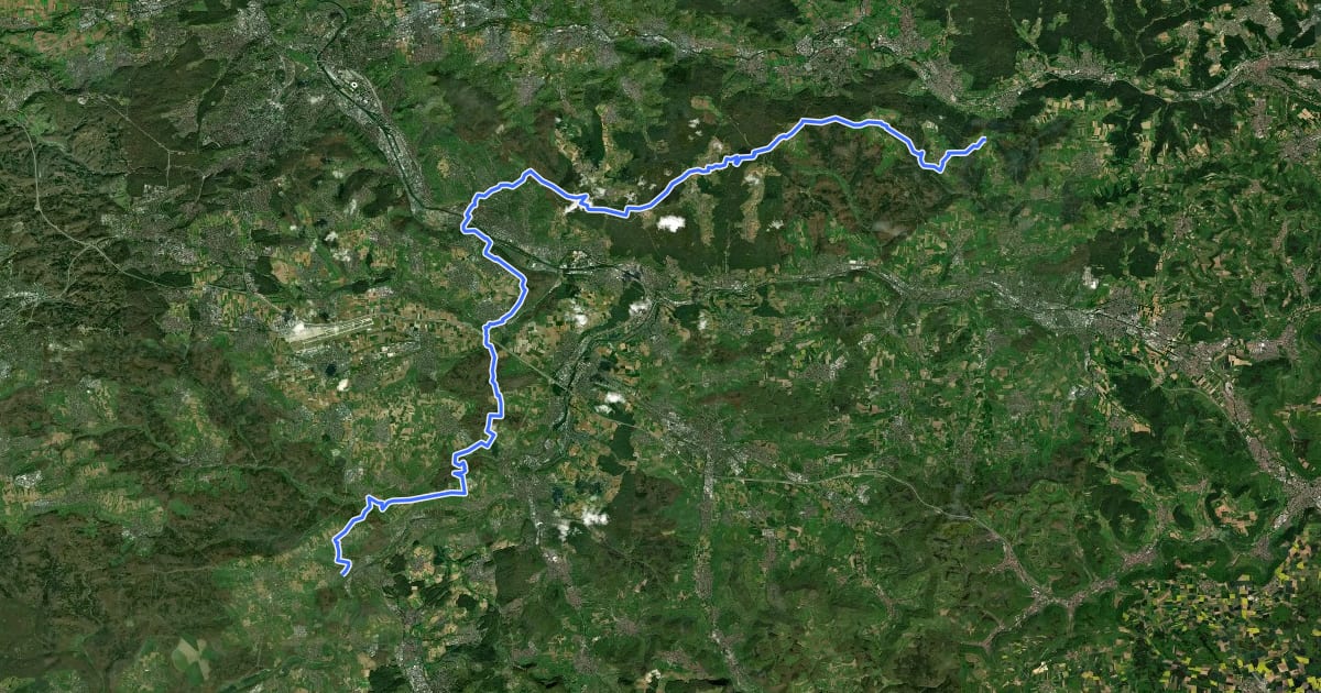 Маршрут Main-Neckar-Rhein-Weg на спутниковом снимке