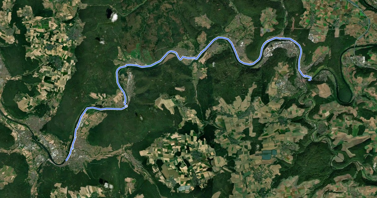 Маршрут Main-Radweg, Abschnitt 10 "Wertheim bis Miltenberg" на спутниковом снимке