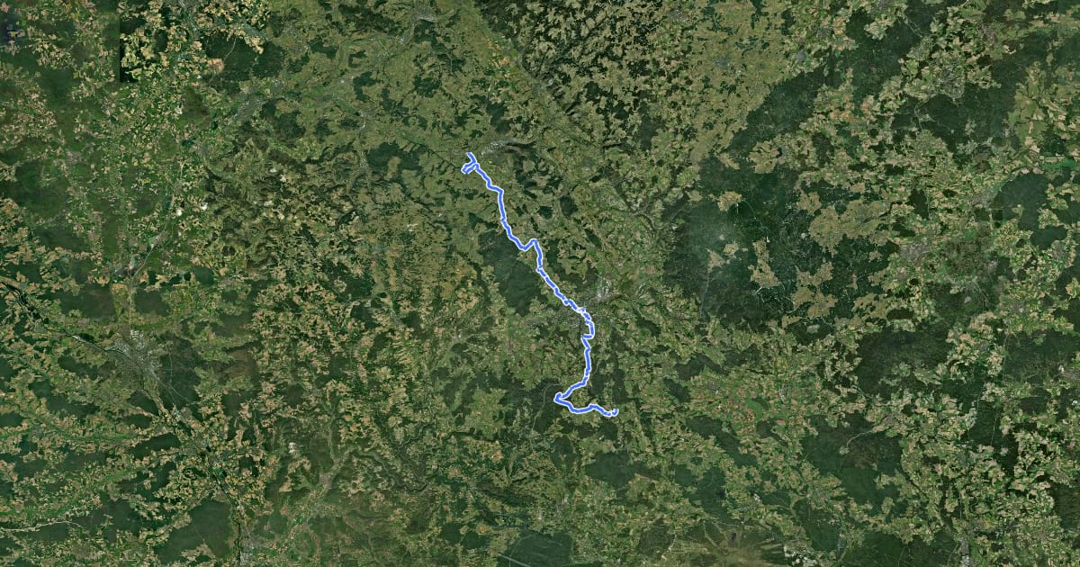 Маршрут Main-Radweg, Abschnitt 2 "Creußen bis Kulmbach" (Roter Main) на спутниковом снимке