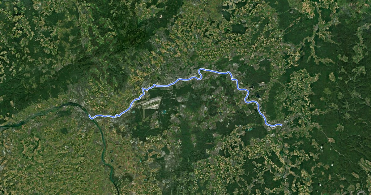 Маршрут Main-Radweg, Abschnitte 12 und 13 на спутниковом снимке