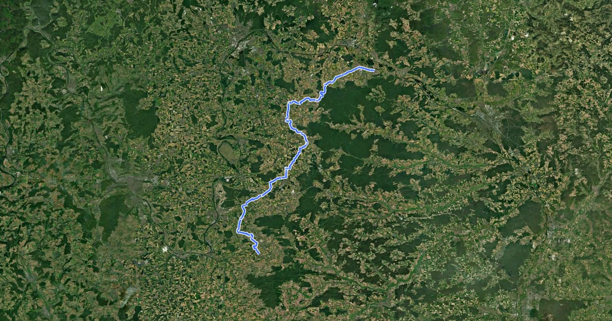 Маршрут Main-Steigerwald-Radweg на спутниковом снимке