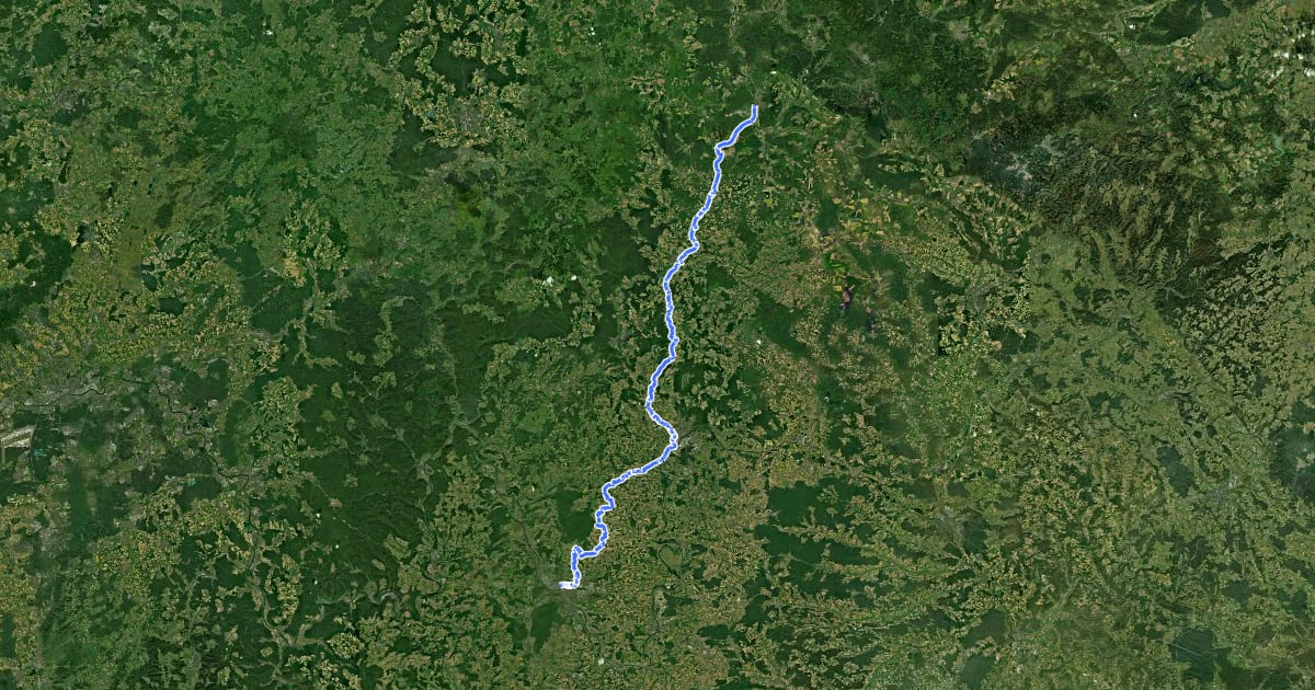 Маршрут Main-Werra-Radweg на спутниковом снимке