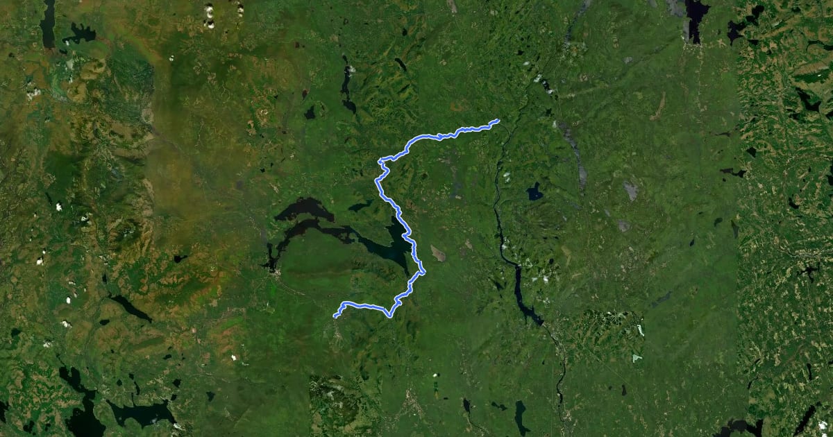 Маршрут Maine Huts Trail на спутниковом снимке