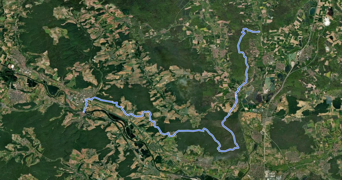 Маршрут Mainweg Teil 4 на спутниковом снимке