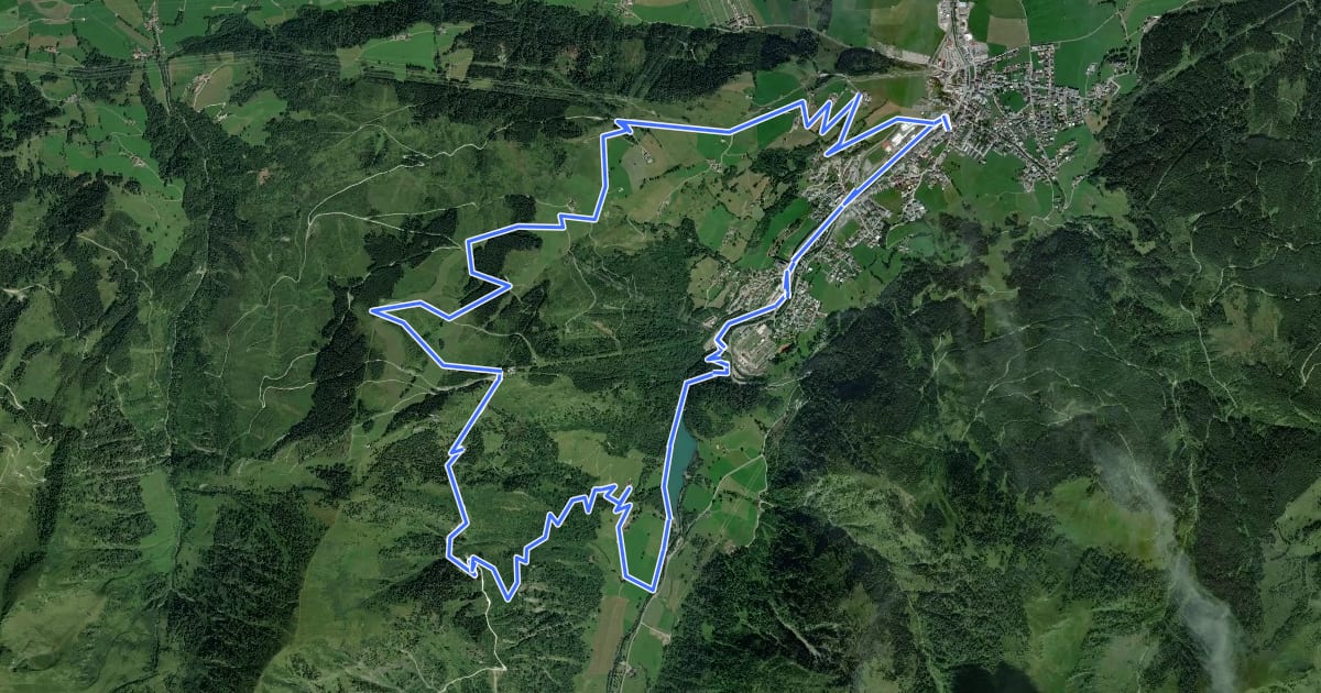 Маршрут Maiskogel-Bachlertrail-Tauernradweg на спутниковом снимке