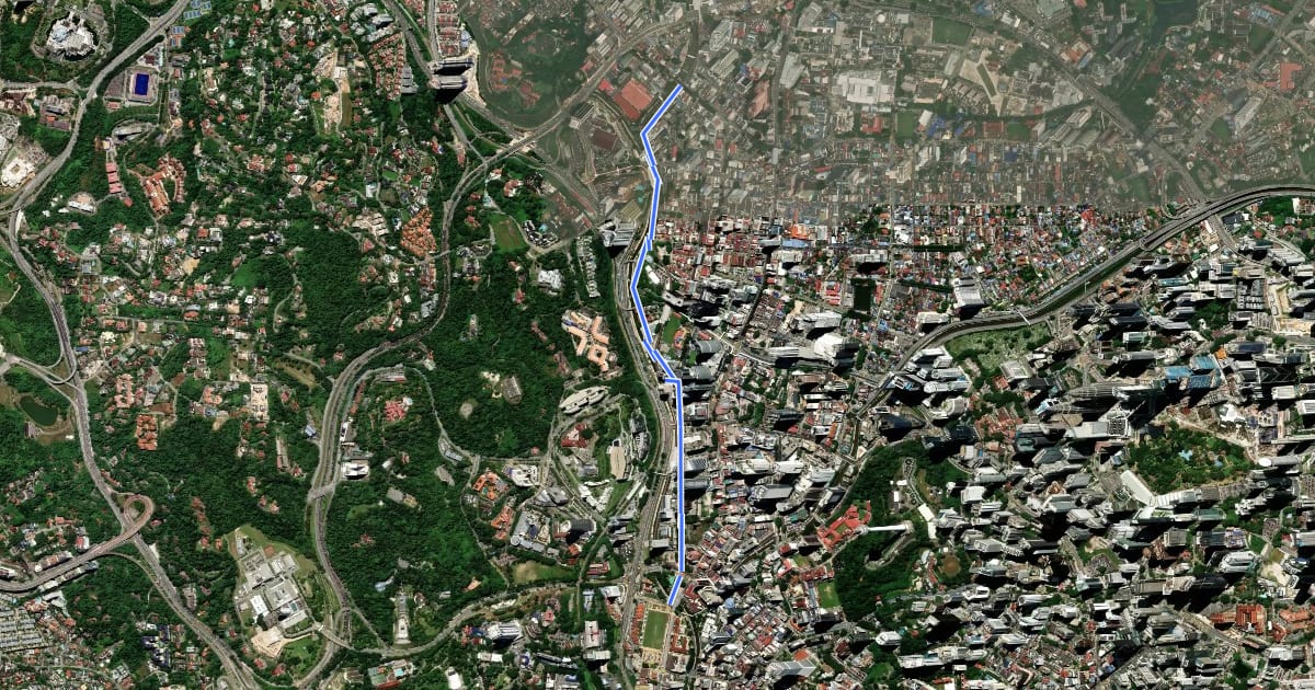 Маршрут Malaysia Cycling Route 018 на спутниковом снимке