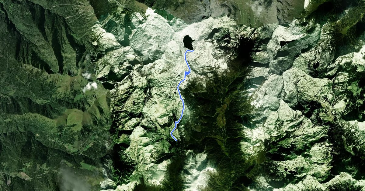 Маршрут Malga Cadino - Lago della Vacca на спутниковом снимке