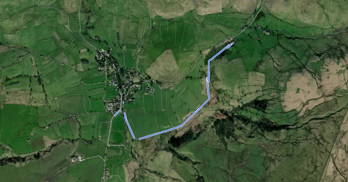Маршрут Malham Village to Janet's Foss на спутниковом снимке