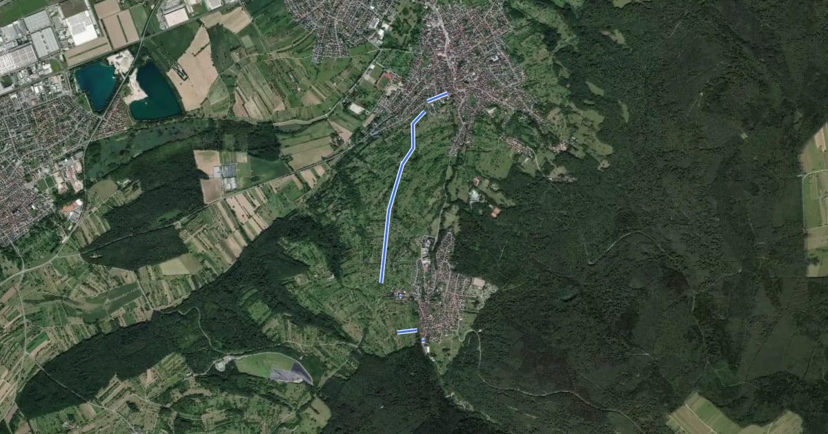 Маршрут Malsch Friedhofstraße - Waldprechtsweier Ortsmitte на спутниковом снимке