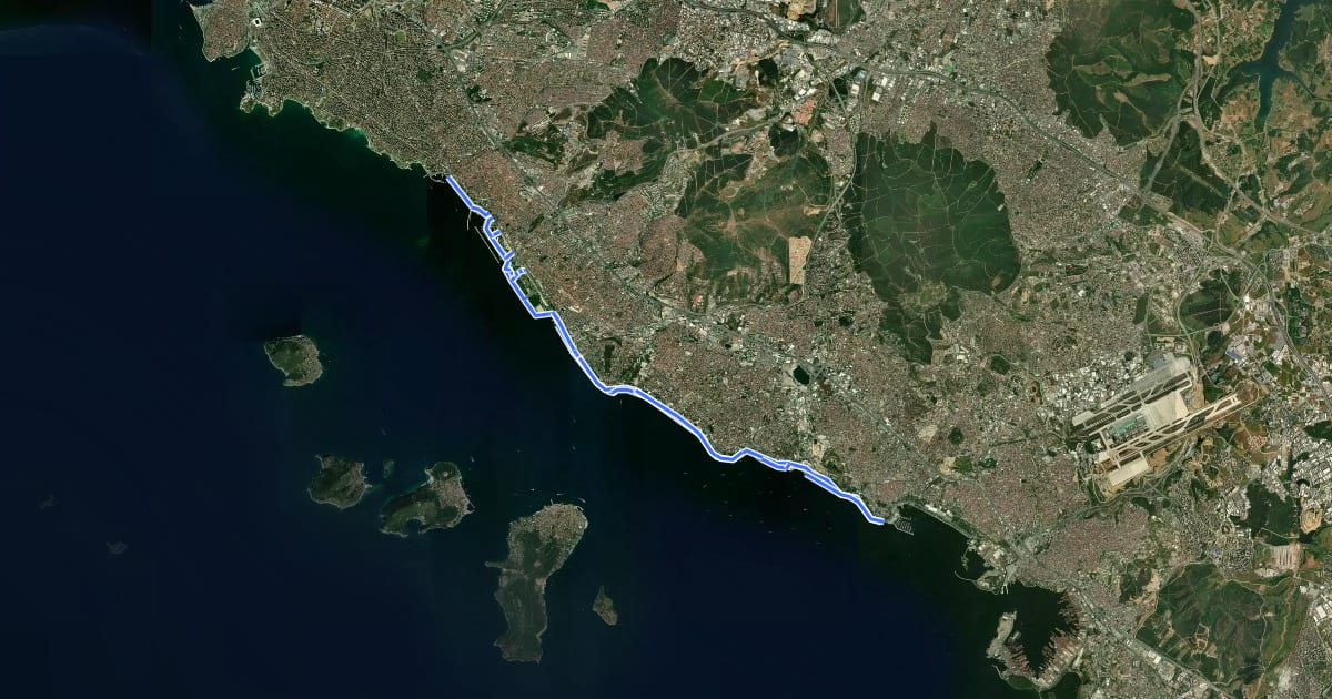 Маршрут [Maltepe-Kartal-Pendik] Maltepe İskelesi-Pendik İDO İskelesi Bisiklet Yolu (Park İçi) на спутниковом снимке