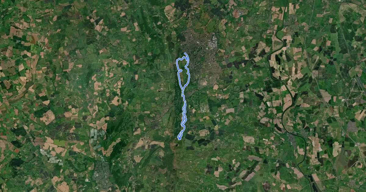 Маршрут Malvern Hills Long Mountain Bike Trail на спутниковом снимке