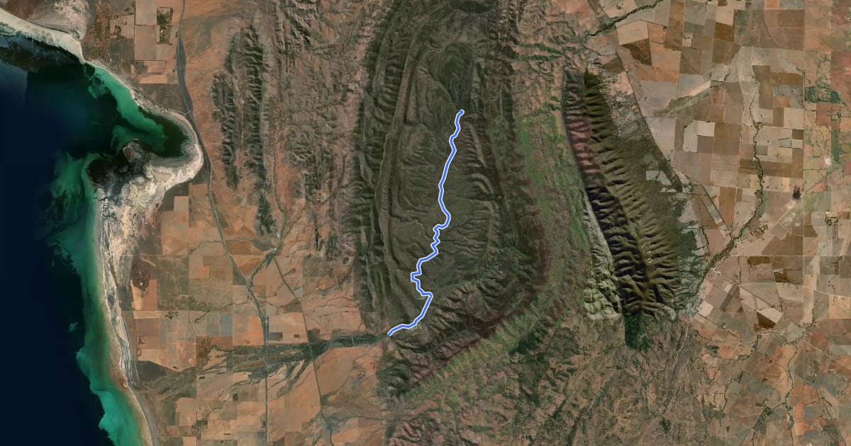 Маршрут Mambray Creek to Alligator Gorge Hike на спутниковом снимке