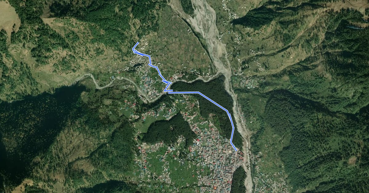 Маршрут Manali - Old Manali на спутниковом снимке