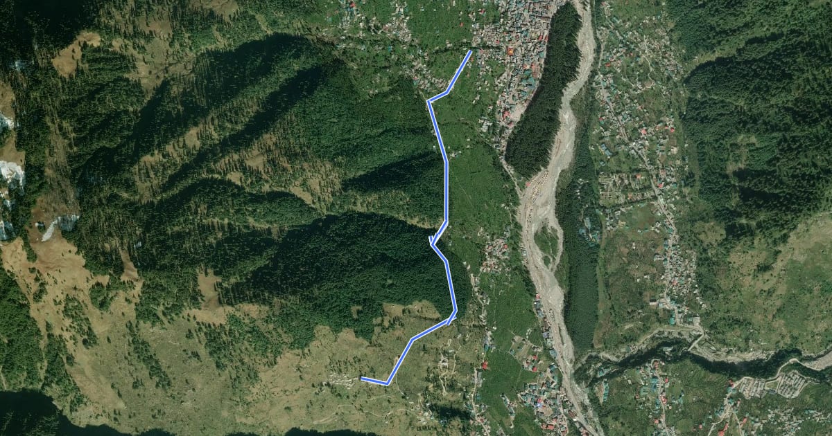 Маршрут Manali to Kanial на спутниковом снимке