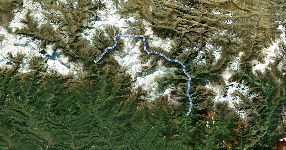 Маршрут Manaslu на спутниковом снимке