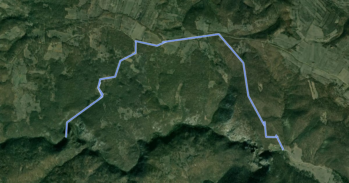 Маршрут Manastir – Kraku Bogdan – Kornjet – Suva kapija (levom obalom) на спутниковом снимке