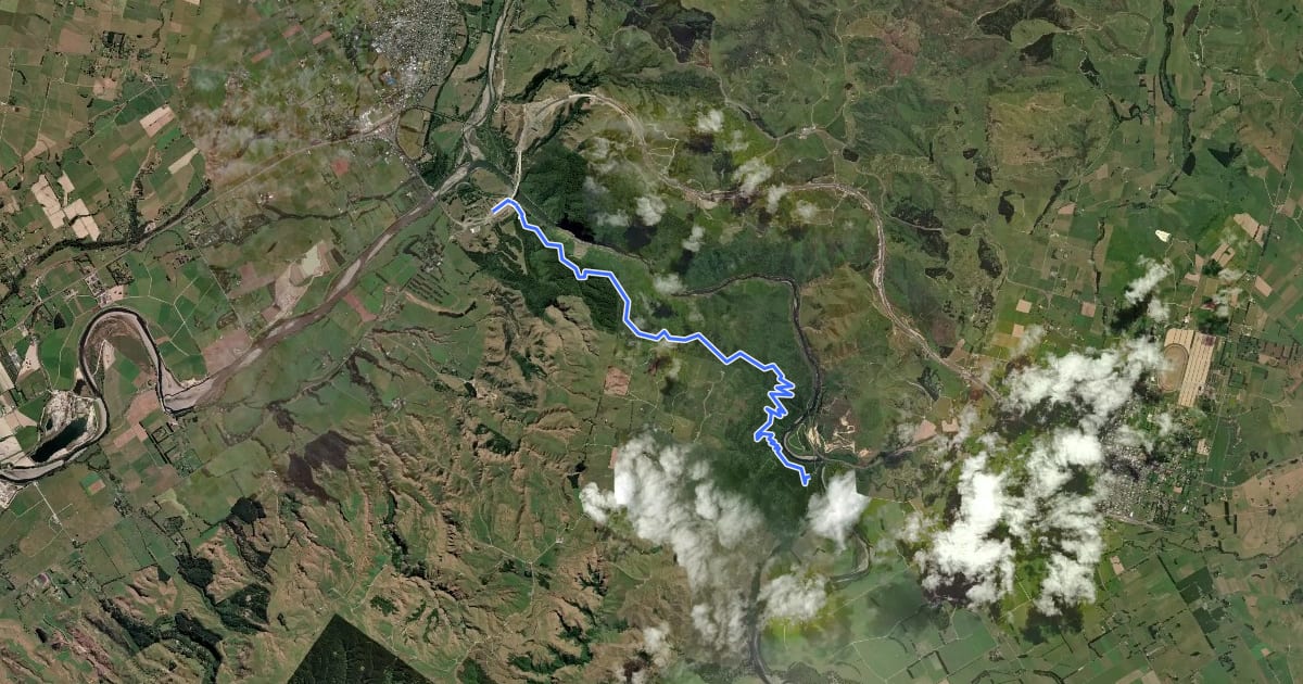 Маршрут Manawatū Gorge Track на спутниковом снимке