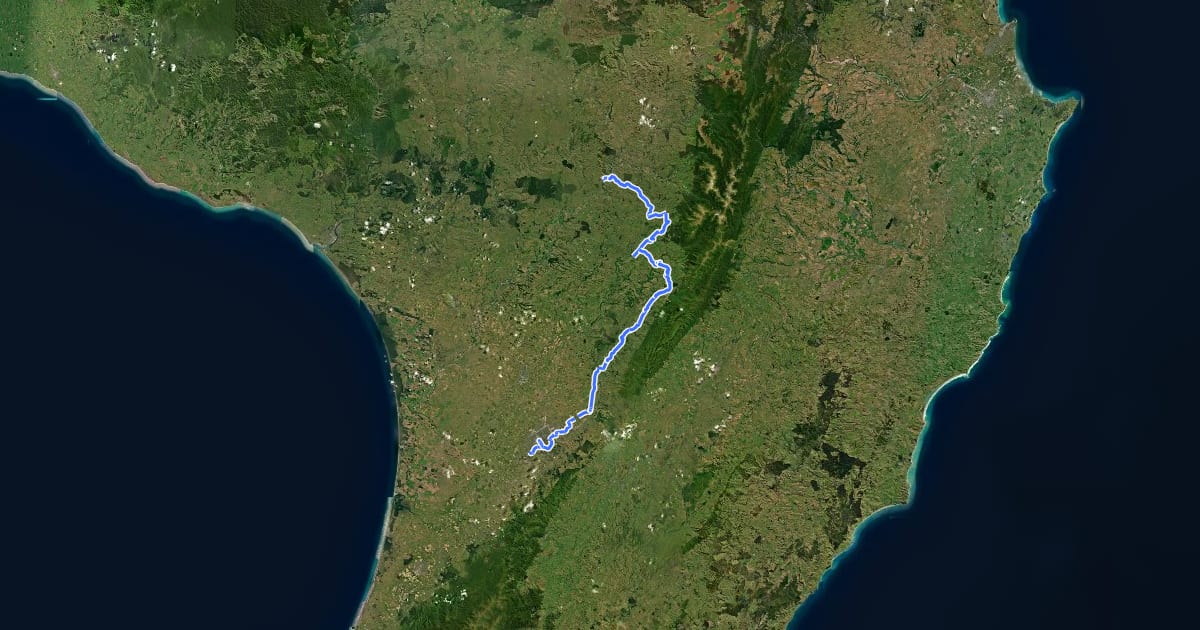 Маршрут Manawatu Cycleway на спутниковом снимке