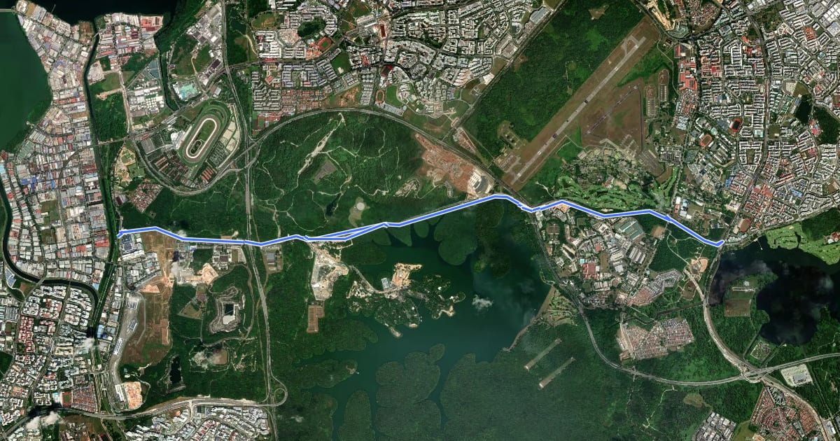 Маршрут Mandai Park Connector на спутниковом снимке