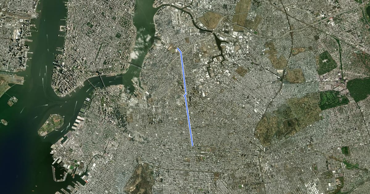 Маршрут Manhattan / Throop на спутниковом снимке