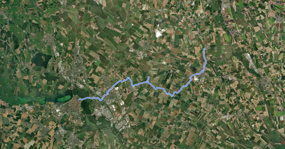 Маршрут Mantova-Foresta Carpaneta-Castel d'Ario-Sorgà на спутниковом снимке