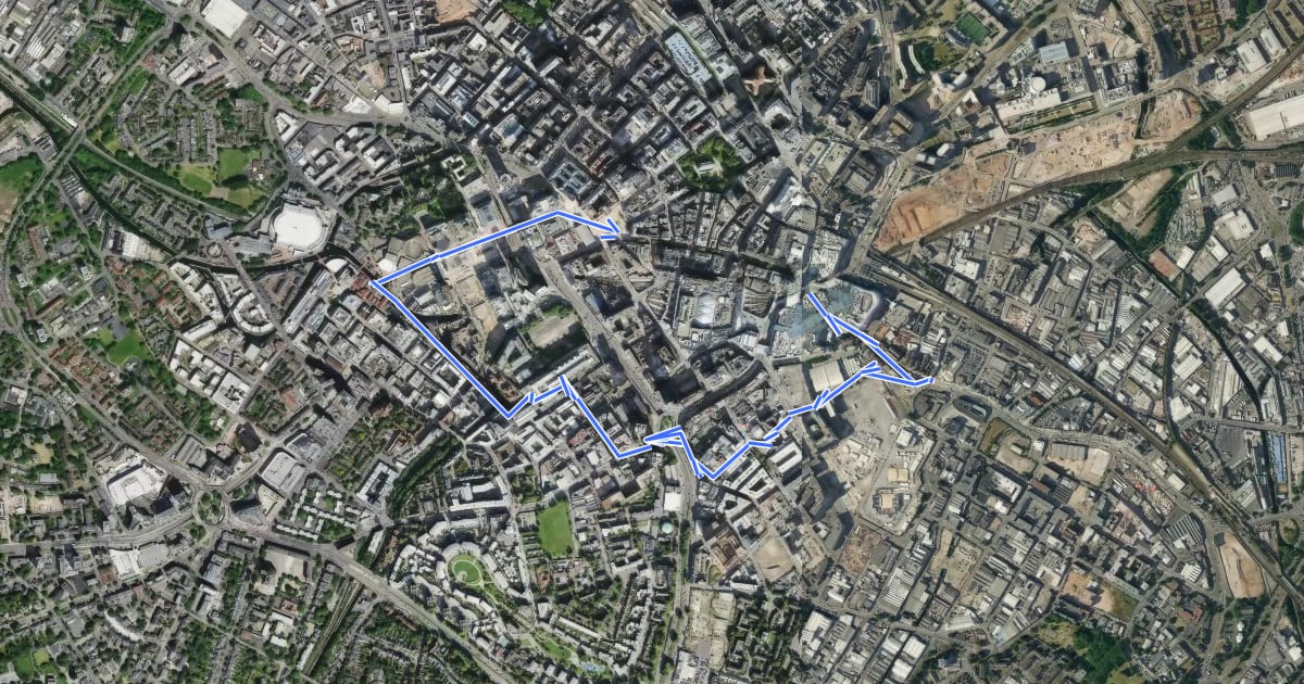 Маршрут Manufacturing & Migration Walk на спутниковом снимке