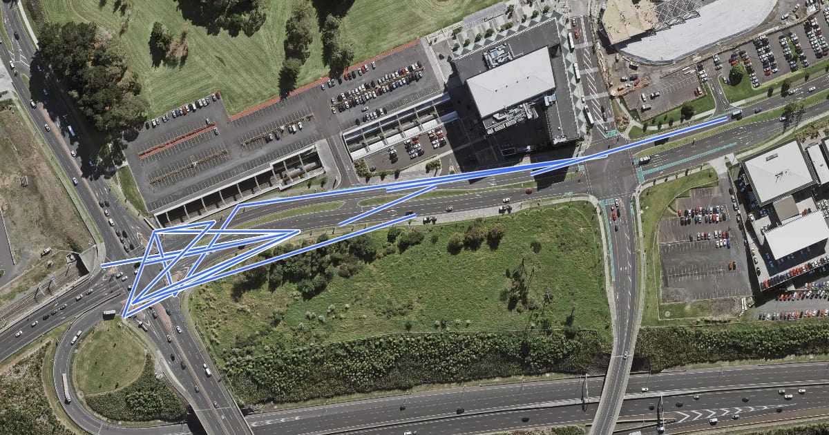 Маршрут Manukau Station Cycleway на спутниковом снимке
