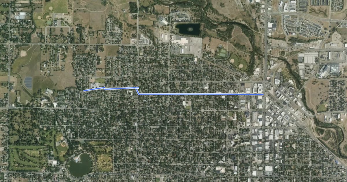 Маршрут Maple Bikeway на спутниковом снимке