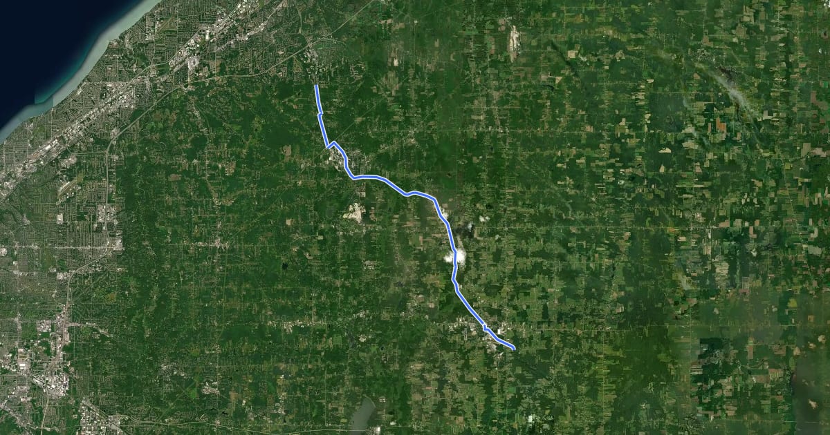 Маршрут Maple Highlands Trail на спутниковом снимке