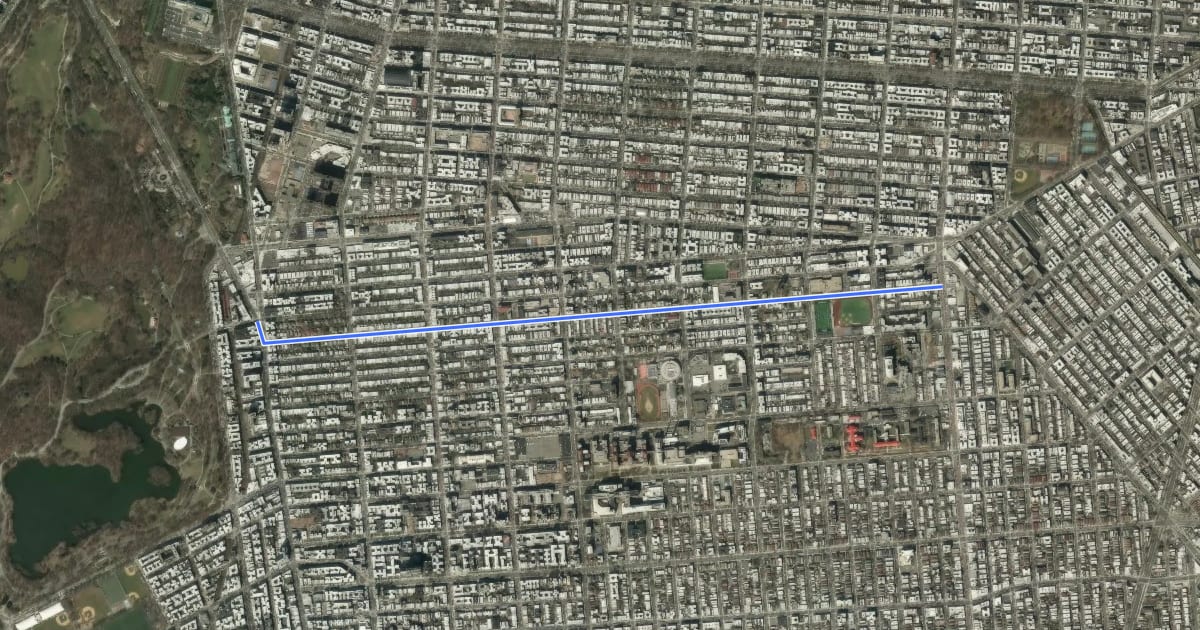 Маршрут Maple Street на спутниковом снимке