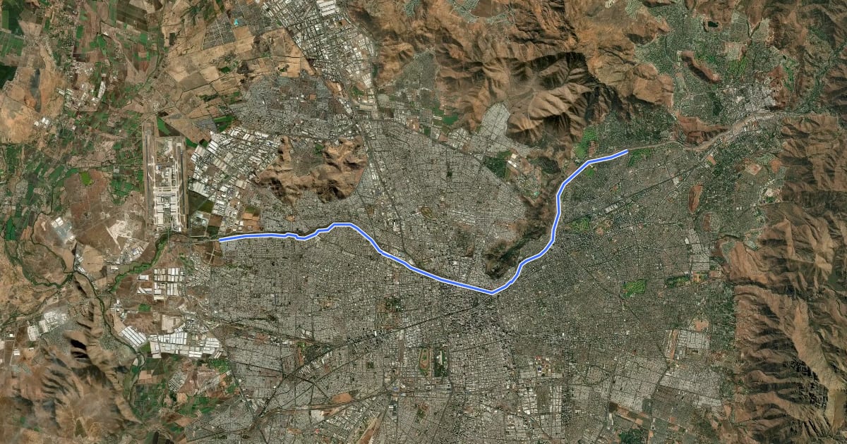 Маршрут Mapocho 42k на спутниковом снимке