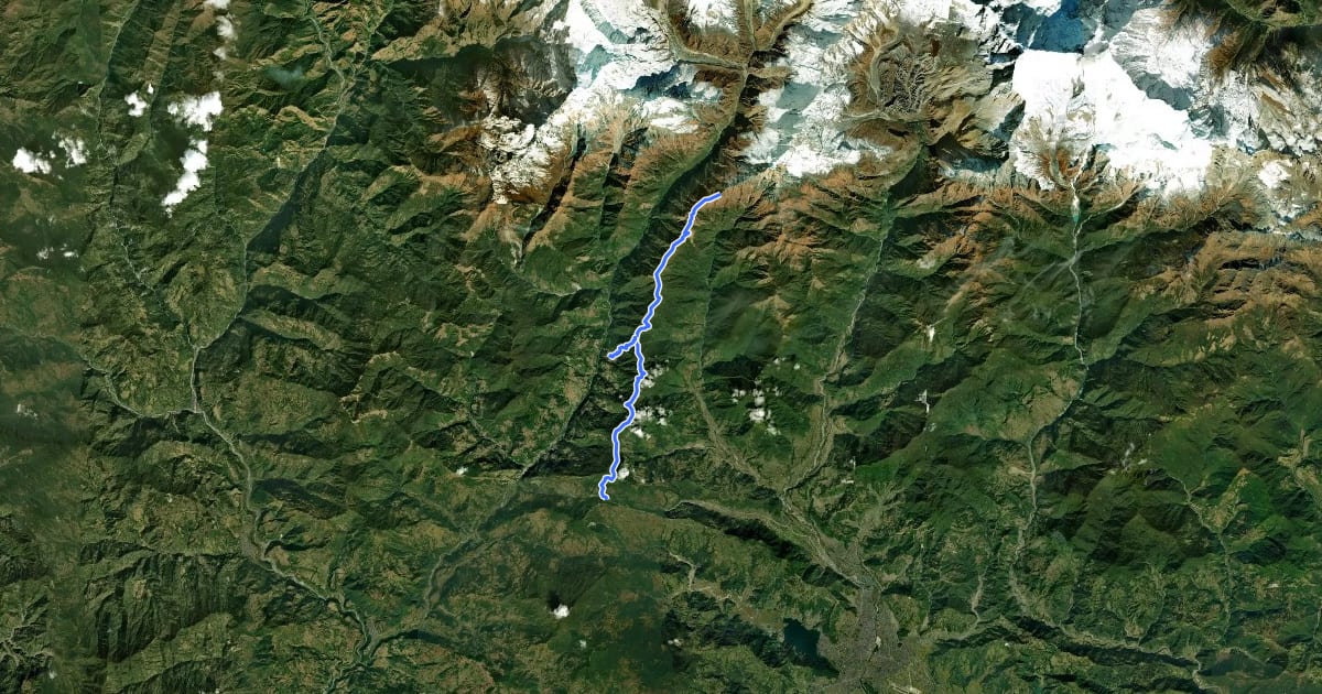 Маршрут Mardi Himal trek на спутниковом снимке