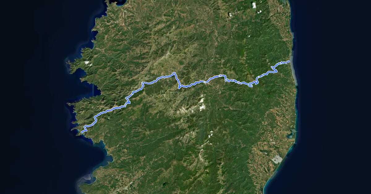Маршрут Mare à Mare Nord Principal на спутниковом снимке