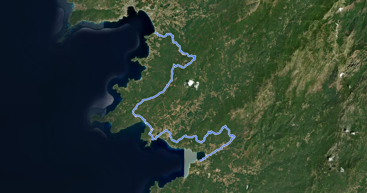 Маршрут Mare è Monti Sud на спутниковом снимке