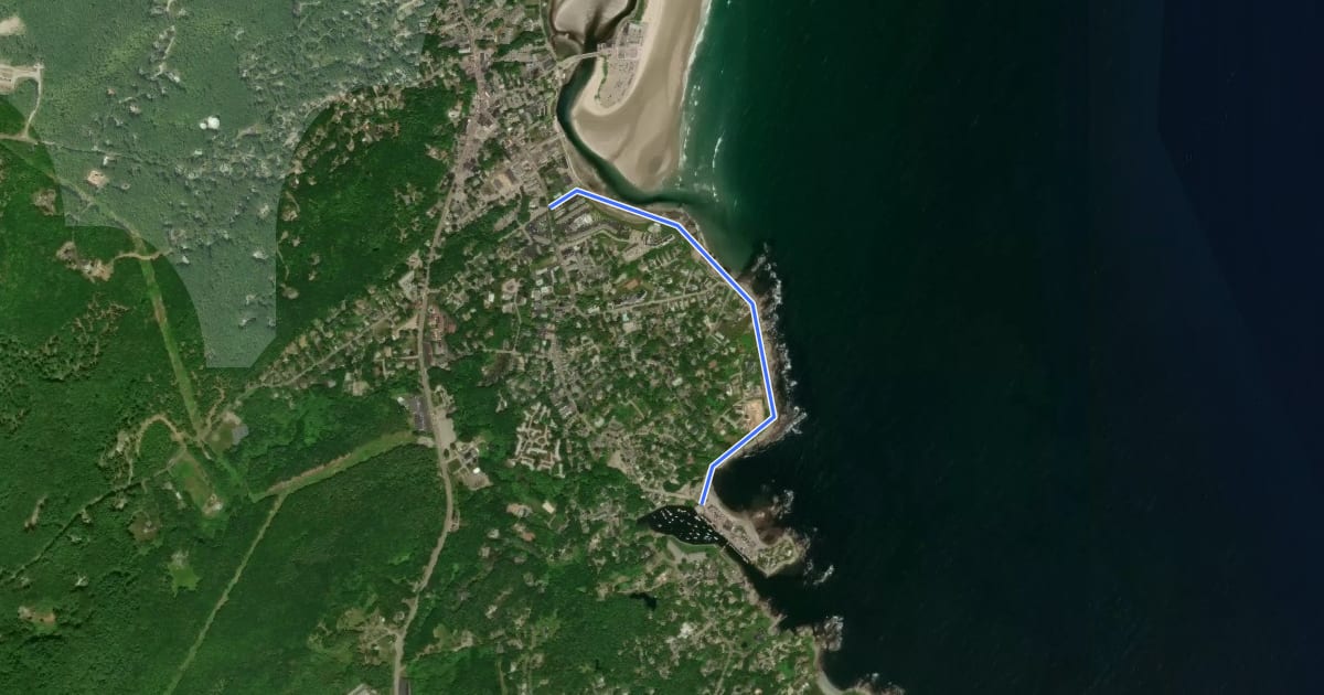 Маршрут Marginal Way на спутниковом снимке