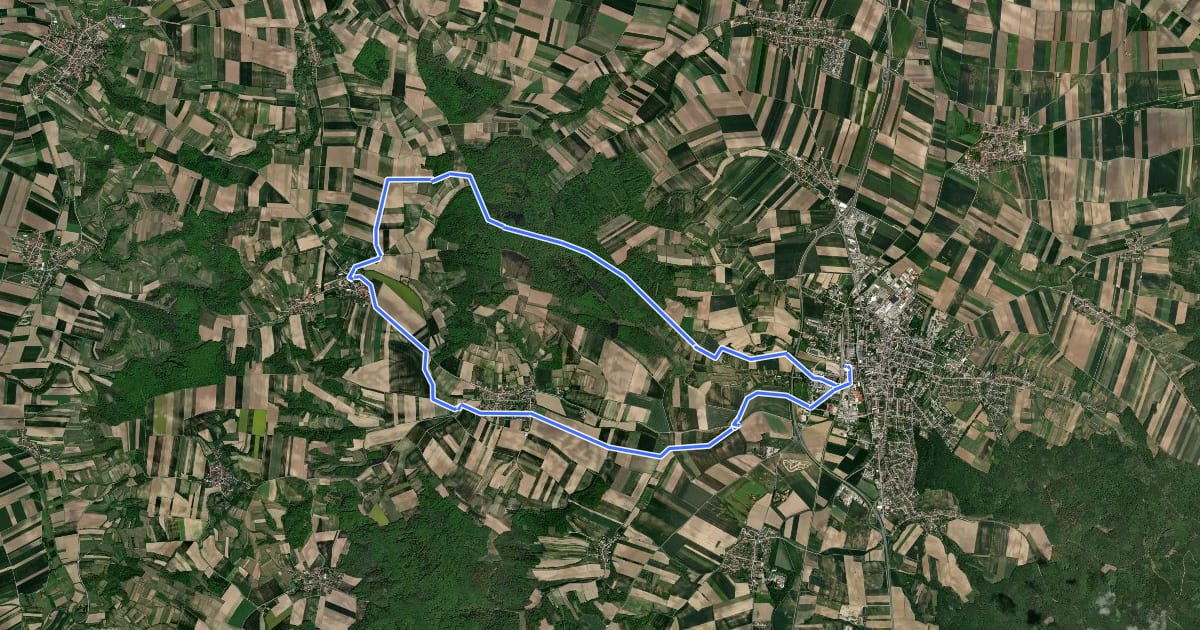 Маршрут Maria-Dreieichen-Radweg на спутниковом снимке