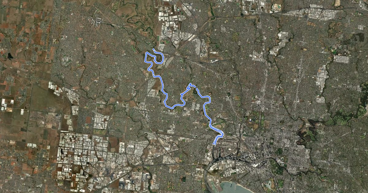 Маршрут Maribyrnong River Trail на спутниковом снимке