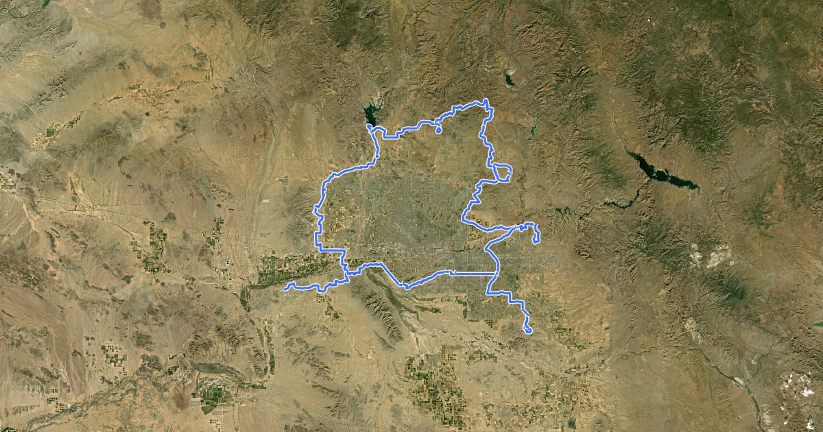 Маршрут Maricopa Trail на спутниковом снимке