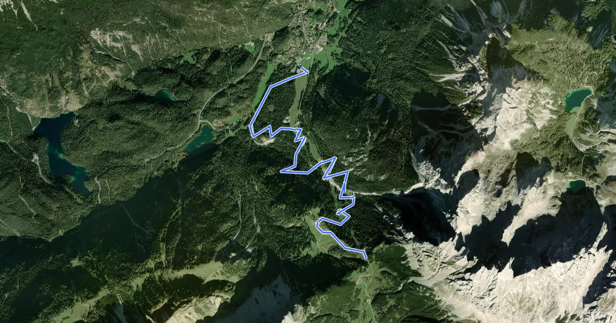 Маршрут Marienbergjoch - Biberwier на спутниковом снимке