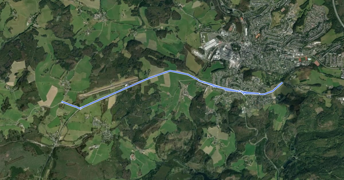 Маршрут Marienheide (27) - Meinerzhagen (33) на спутниковом снимке