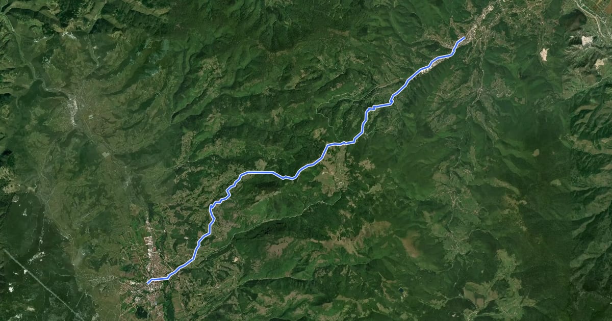 Маршрут Marijin put M02/52 (Novi Travnik-Bugojno) на спутниковом снимке