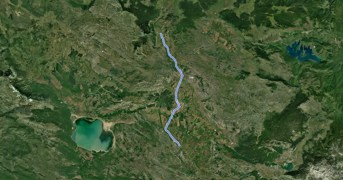Маршрут Marijin put M02/55 (Šuica-Donji Brišnik) на спутниковом снимке