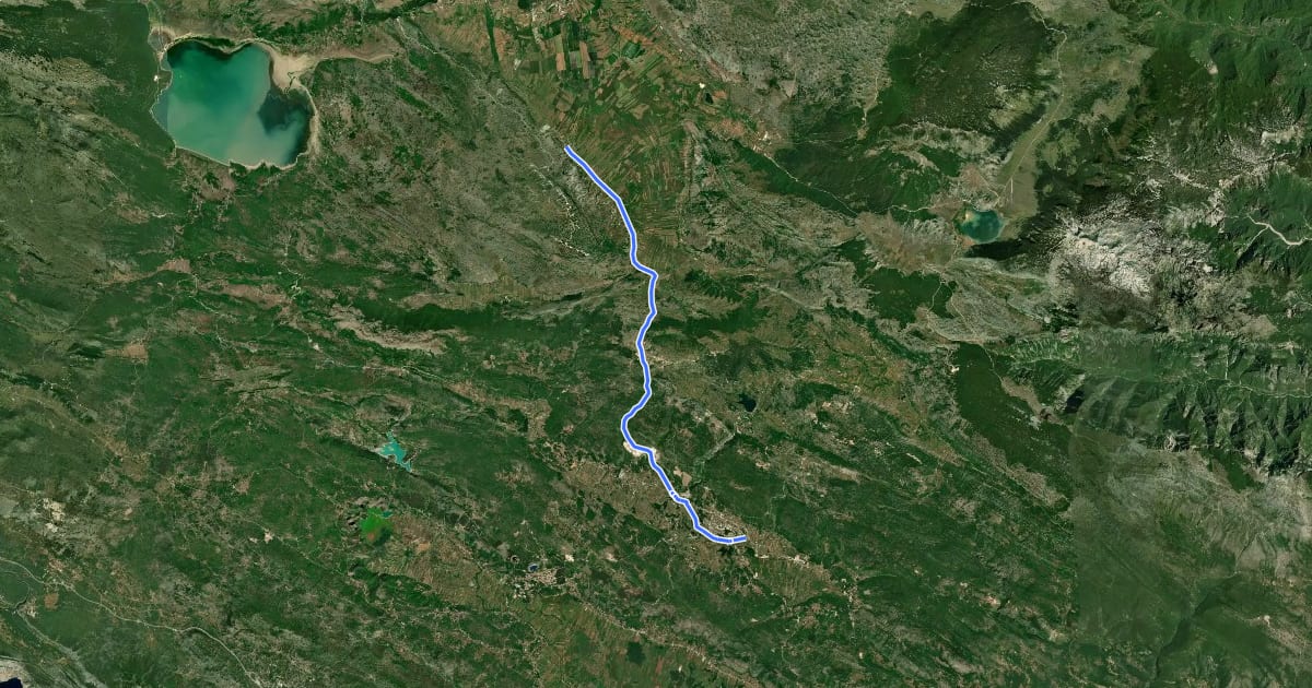 Маршрут Marijin put M02/56 (Donji Brišnik-Posušje) на спутниковом снимке