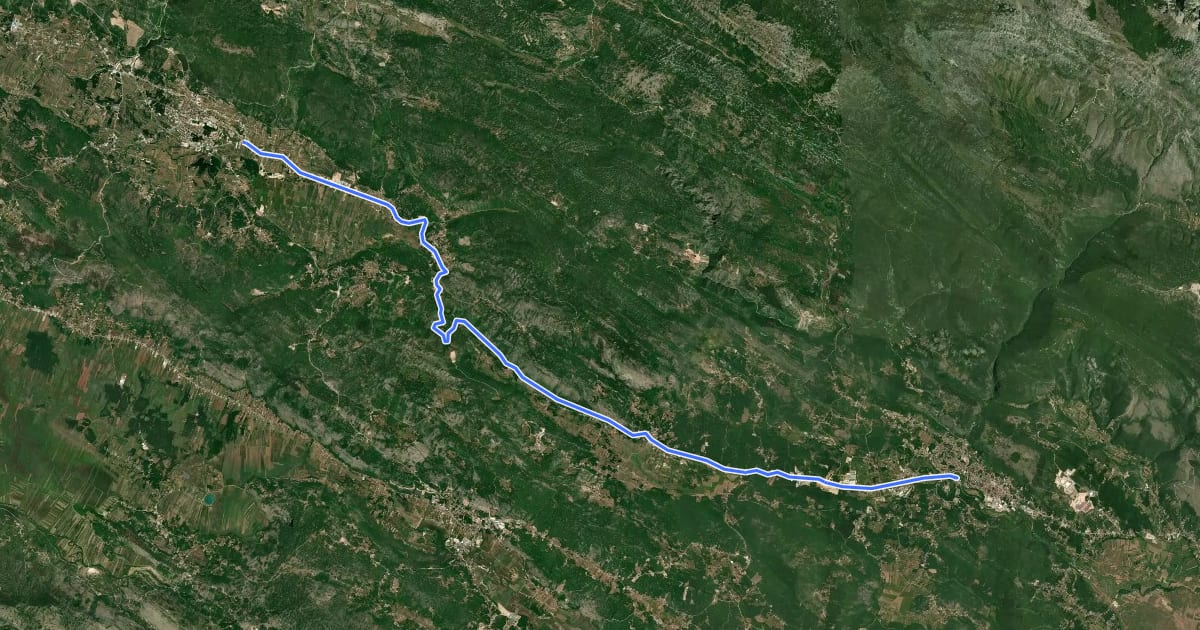 Маршрут Marijin put M02/57 (Posušje-Široki Brijeg) на спутниковом снимке