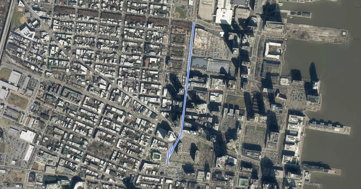 Маршрут Marin Boulevard на спутниковом снимке