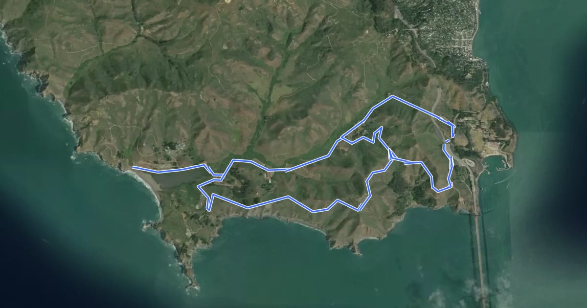 Маршрут Marin Headlands Loop на спутниковом снимке