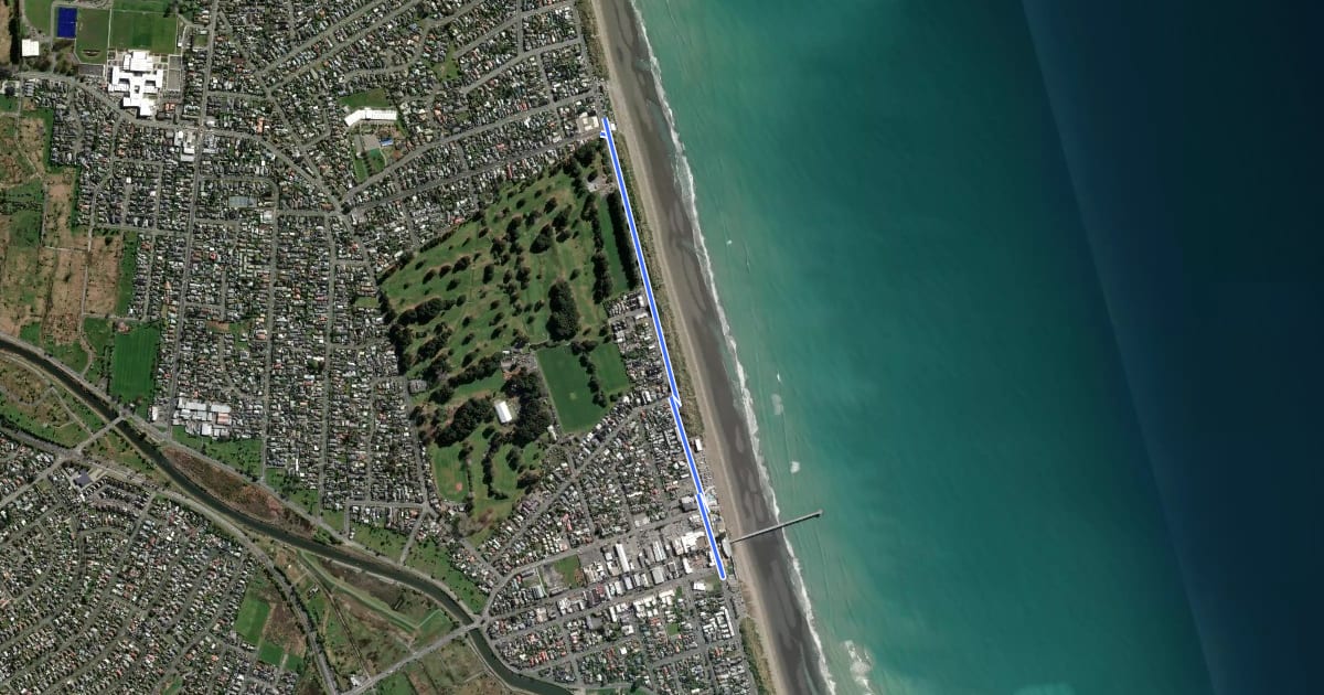 Маршрут Marine Parade Cycleway на спутниковом снимке