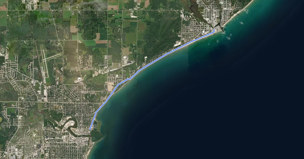 Маршрут Mariners Trail на спутниковом снимке