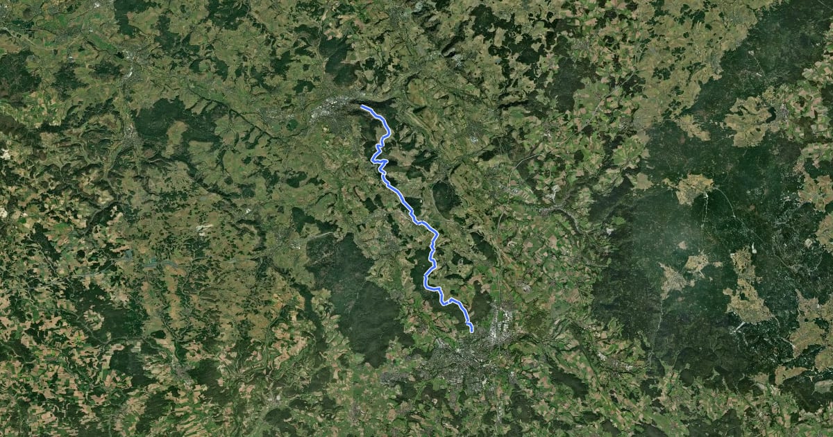 Маршрут Markgrafenweg Bayreuth-Kulmbach на спутниковом снимке