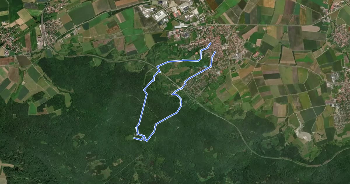 Маршрут Markgrafenweg Burgbernheim на спутниковом снимке